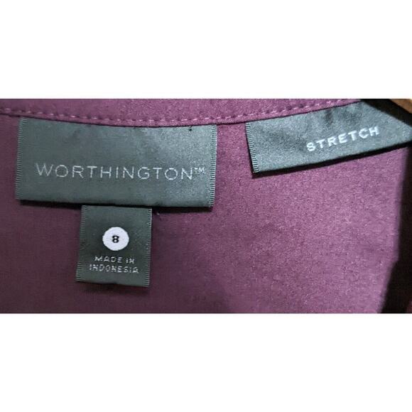 Worthington Shirt Womens 8 Purple Stretch Button Up Long Sleeve Blouse Top - Picture 3 of 6